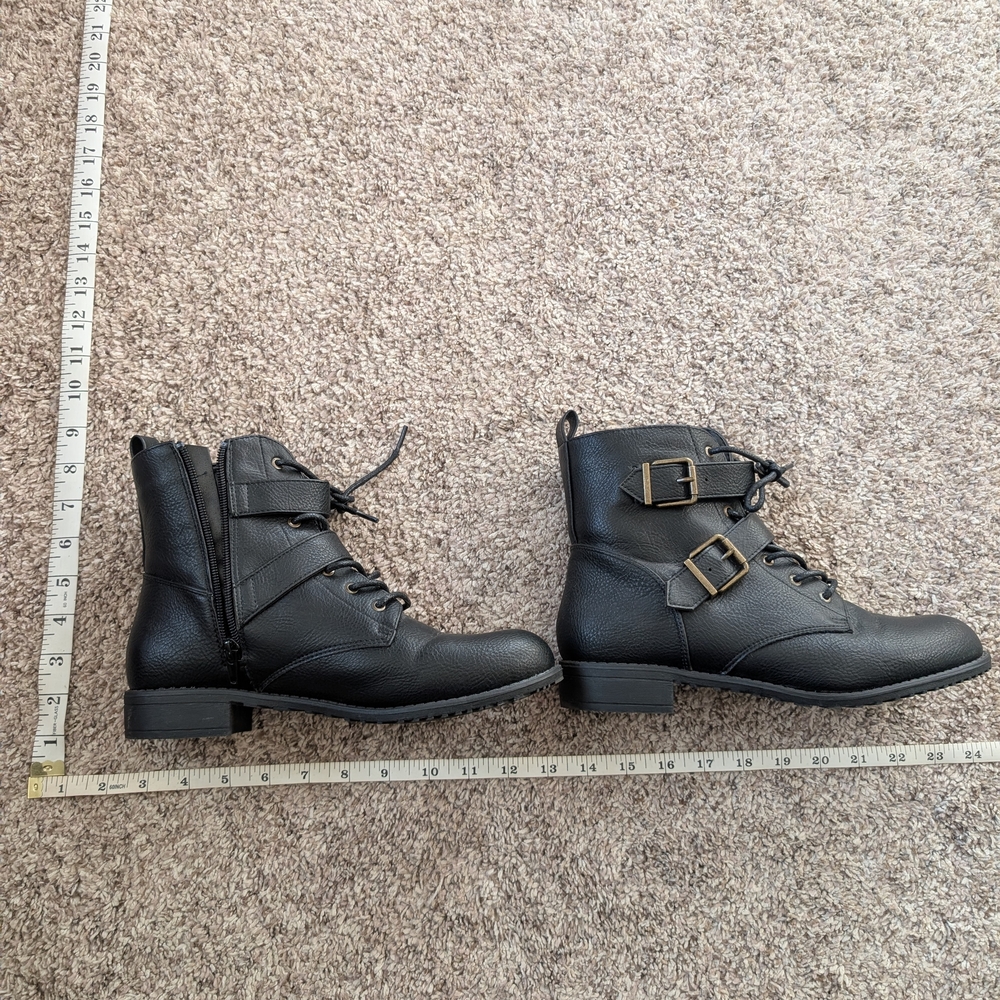 Stylish Black Ankle Boots with Buckle Accents - Picture 1 of 5